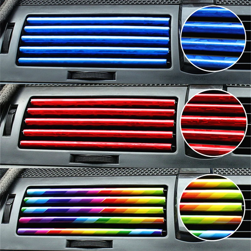 

10Pcs Car-styling Plating Air Outlet Trim Interior Moulding Strip Air Vent Grille Switch For DIY Car Interior Accessories