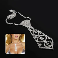 2021 men women kid elegant glitter rhinestone tie shaped necklace for prom party jewelry decor accessory valentines day present