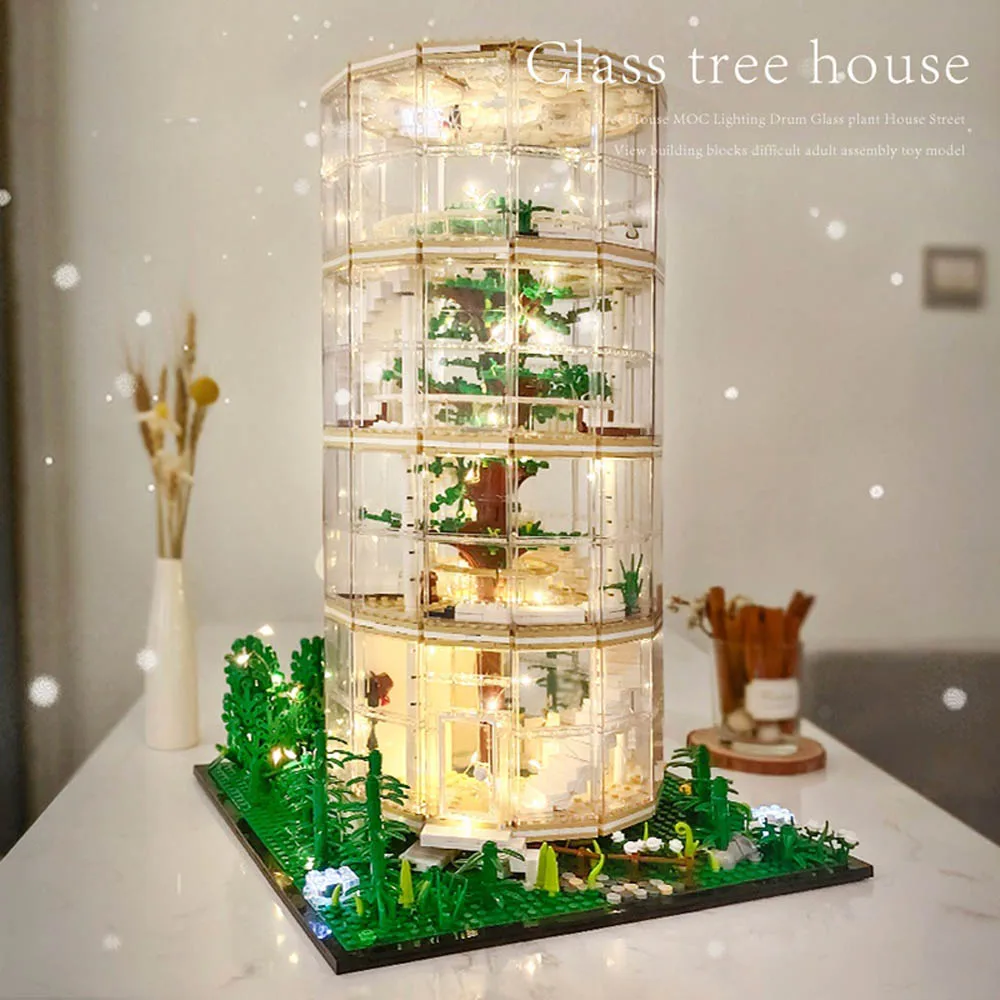 

Ideas Moc Bricks Streetview 85016 3495PCS Glass Tree House Modular Building Blocks Glass House Moc Bricks Tree House Toys Bricks