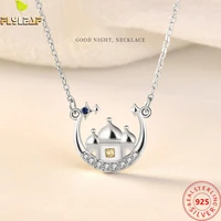 star moon castle 100 925 sterling silver necklace for women zircon necklaces pendants fashion chain fine jewelry gift