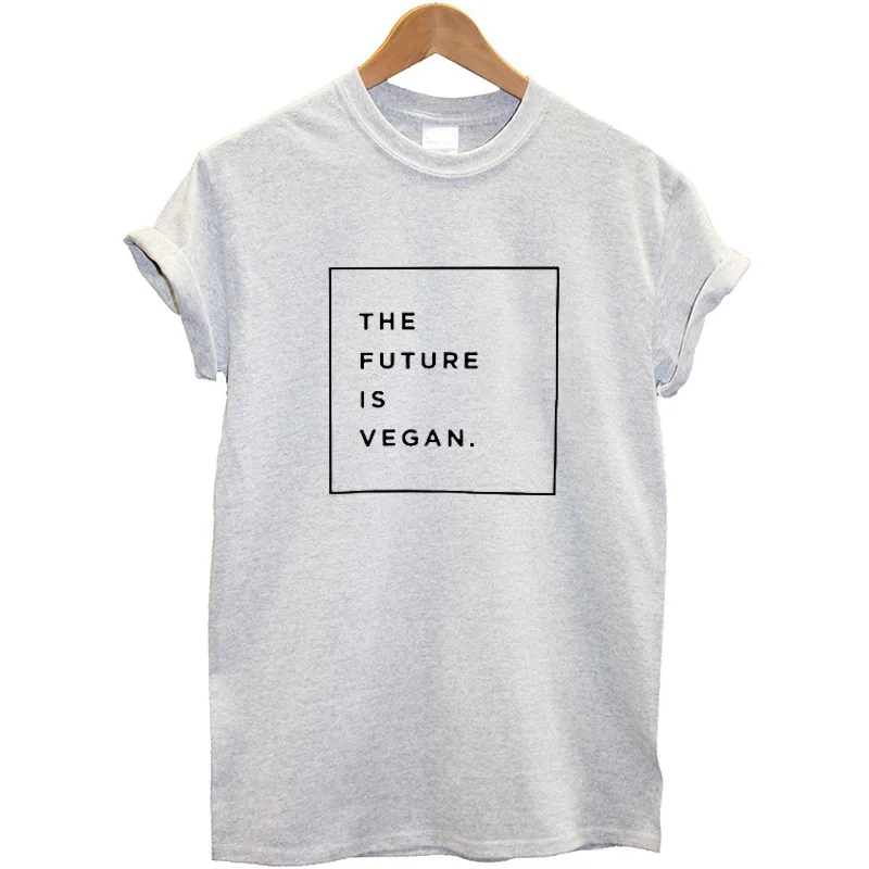 G141-Sportgrey Future Is Vegan, женская футболка, короткий рукав, модная, свободная, для женщин, футболка, хлопок, уличная, футболка, харауку, одежда - Цвет: G141-Sportgrey