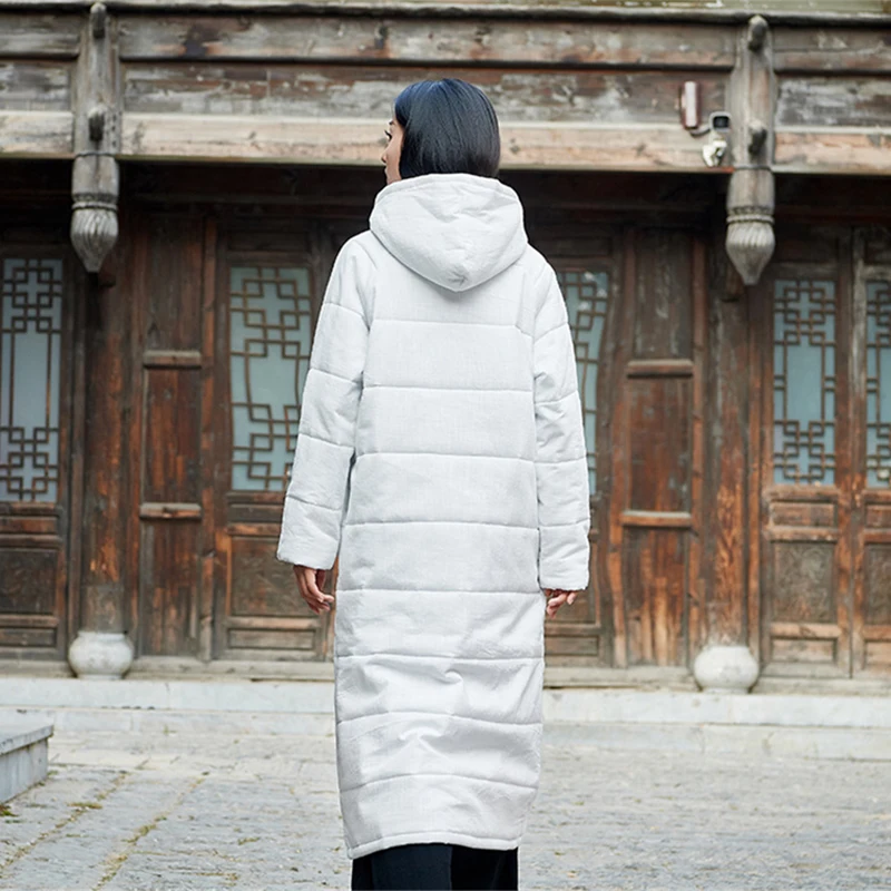 Женская парка с капюшоном Hisenky длинная винтажная Теплая стеганая куртка в