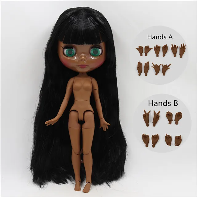 doll with hands AB ICY factory шарнирная кукла blyth супер черная кожа темная кожа тон сустава тела черные волосы 30 см игрушка - Цвет: doll with hands AB