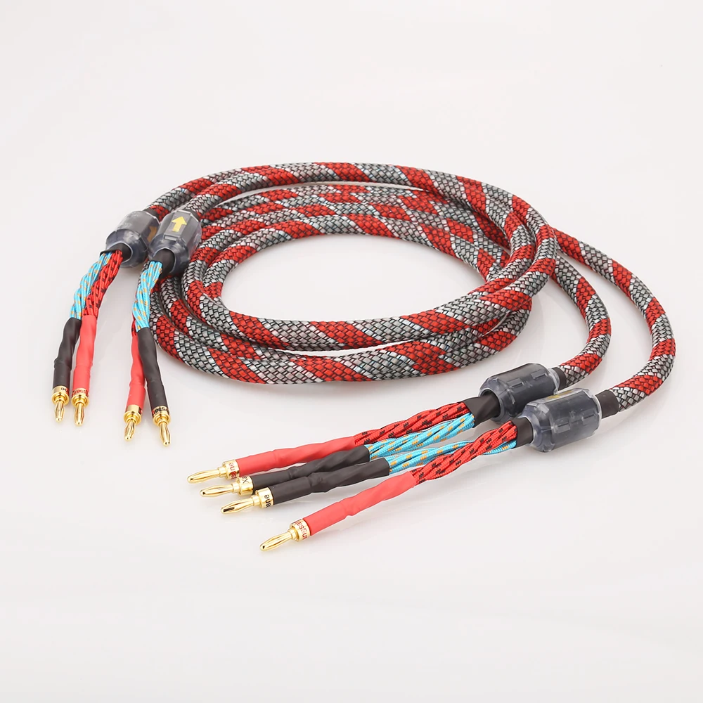 

1Pair oxygen-free copper audio speaker cable HI-FI high-end amplifier speaker cable Banana plug cable