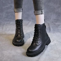 women martin boots lace up ladies shoes genuine leather platform light casual punk gothic cozy concise airy botas femininas 2021