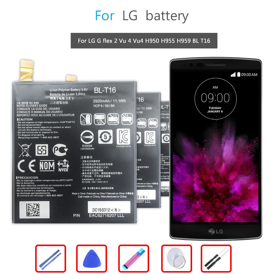 

Аккумулятор BL-T16 мобильный телефон для LG H955A, H959 G, Flex 2, Vu 4, Vu4, H950, LS996, H955, US995, 3000 мА · ч