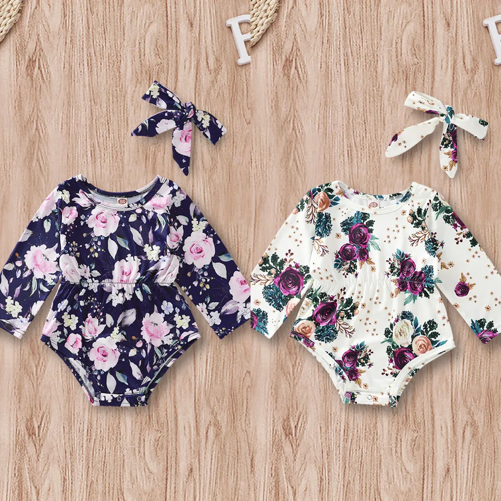 Комплект одежды для новорожденных и детей комбинезон без рукавов с цветочным