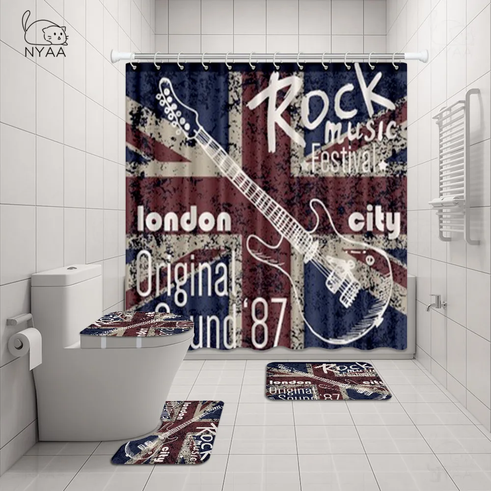 4 шт. Нескользящие коврики для ванной и душа туалета с музыкальными нотами