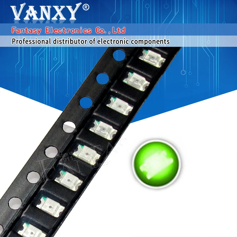 Зеленые светодиодные диоды 100 SMD 1206 3216 шт. | Электронные компоненты и