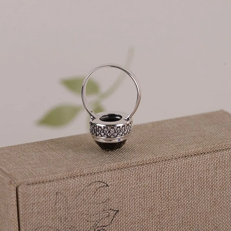 Натуральные кольца черный оникс 925 пробы серебряные кольца для женщин граненый камень Винтаж Ретро стиль простой элегантный Conjunto Aneis