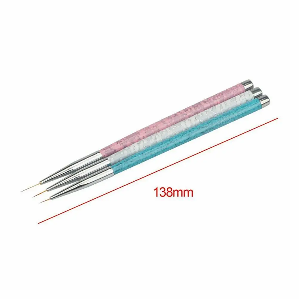 

3Pcs Sequins Nail Art Acrylic French Painting Brush Flower Design Stripes Lines Liner DIY Drawing Pen Manicure Tools 7/9/11mm