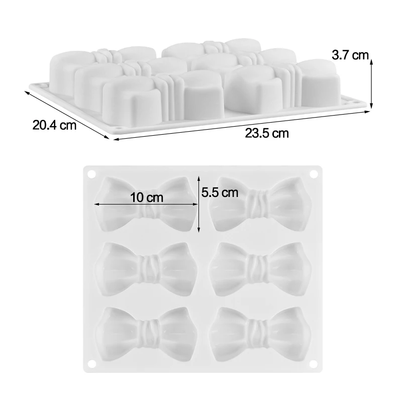 Форма для мыла в виде галстука-бабочки SJ с 6 картриджами круглая силиконовая
