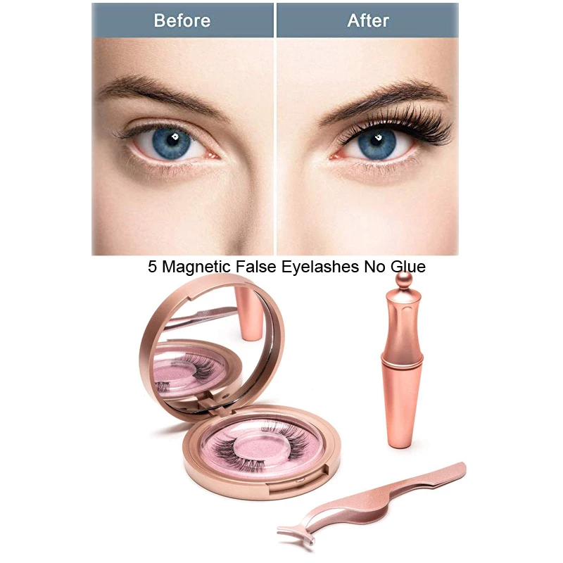 Магнитные ресницы 5D накладные с двойным слоем магнитные без клея натуральные