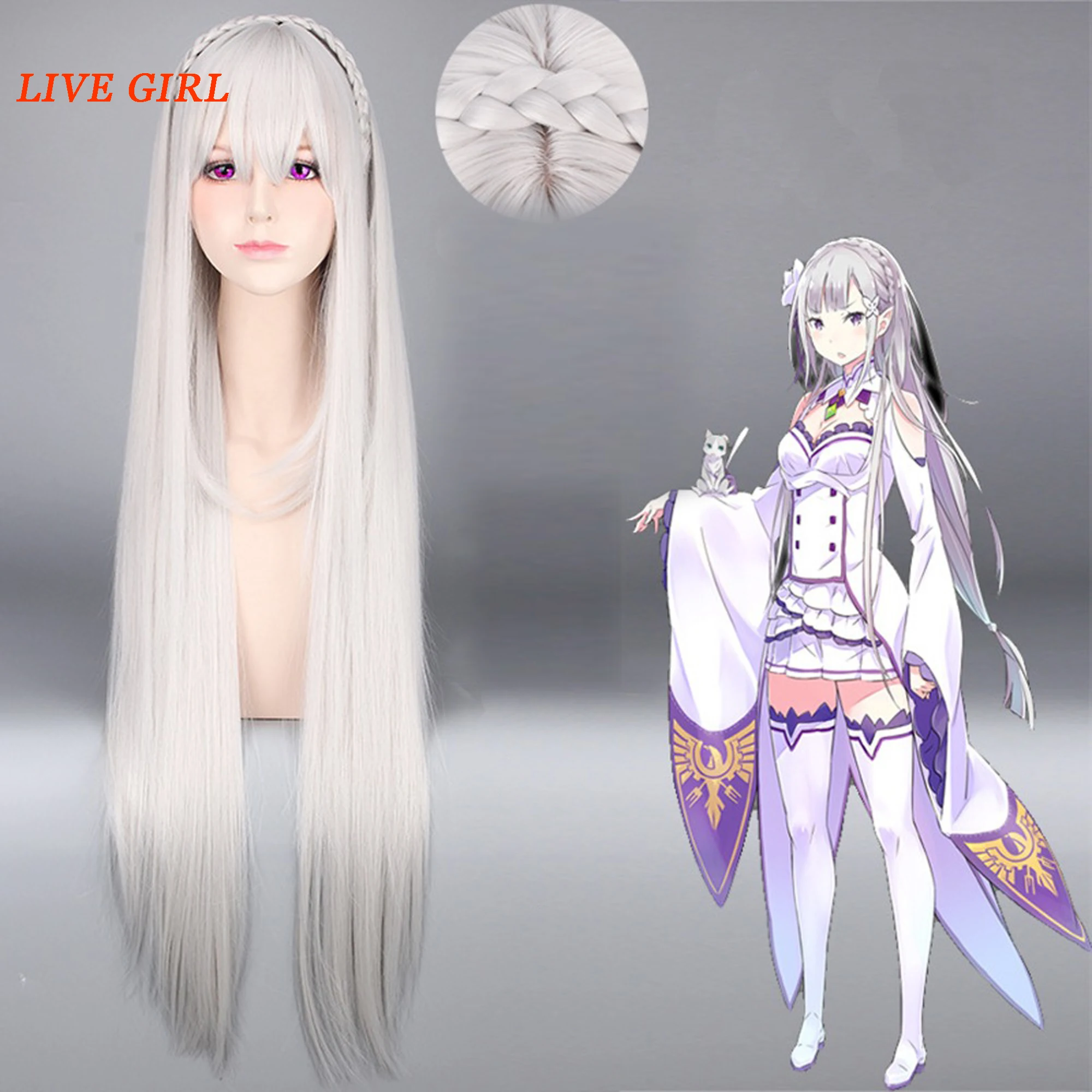 

Re: Zero/Re: Zero Life в другом мире от Zero Female Emilia/Satella, костюм для косплея, любой размер, на заказ, с париком