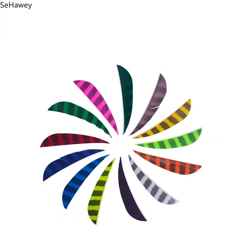 

50Pcs Stripe 3 Inch Drop-shaped Real Feather Bow and Arrow Feather Turkey Feather Vanes Hot Sale 13 Colors Slingshot Hunting