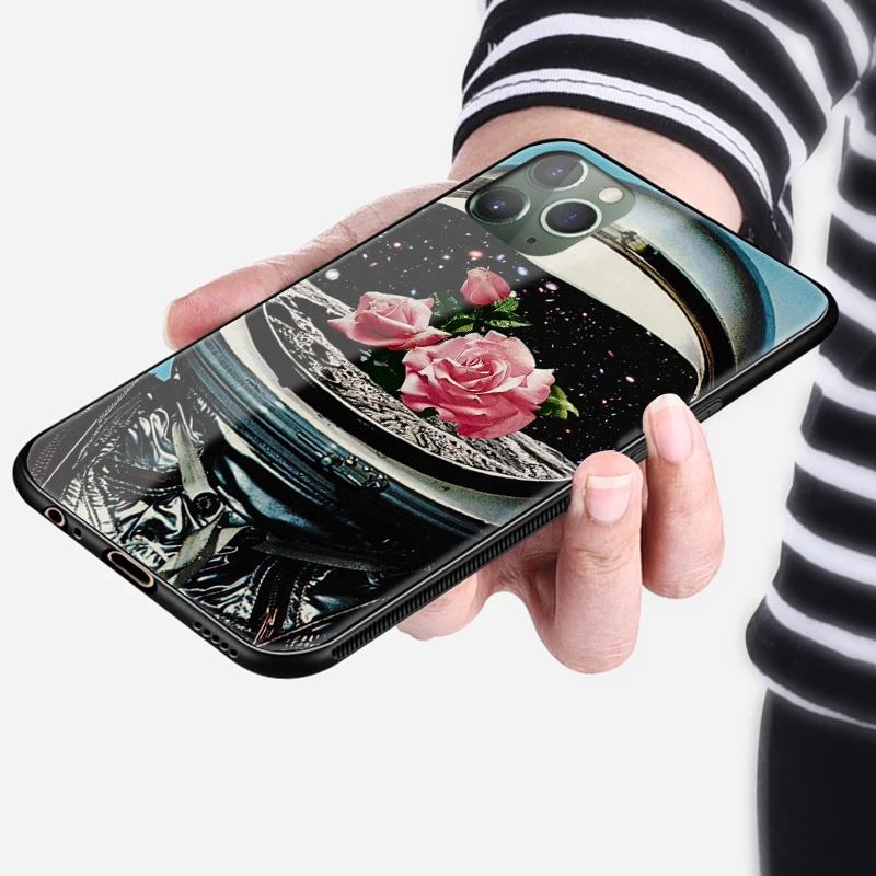 Синтетический коллаж эстетичный хиппи мягкий силиконовый стеклянный чехол для