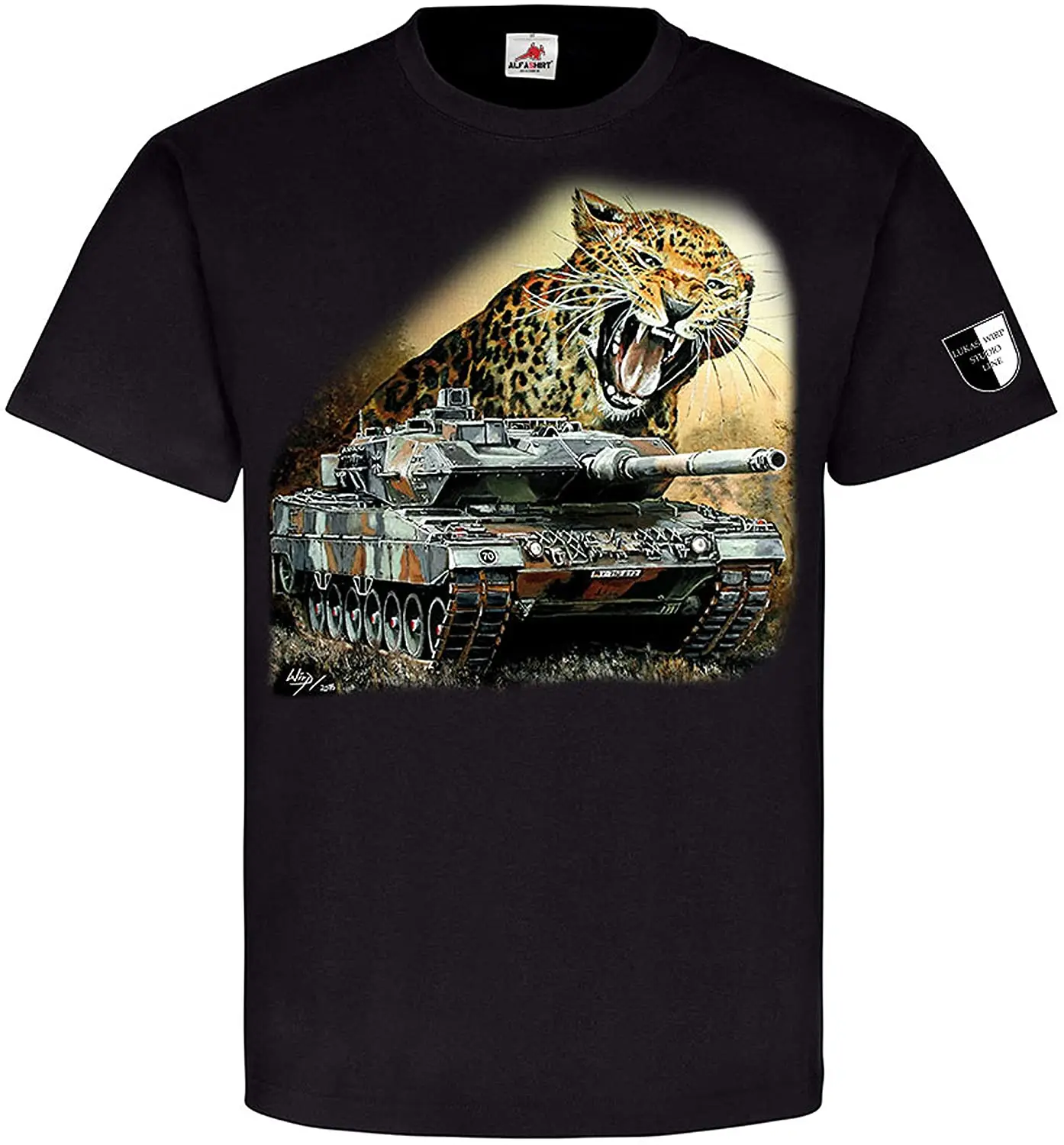 

Lukas Wirp Leo 2 with Leopard Tank German Army Painting Military Men T-Shirt Short Casual 100% Cotton