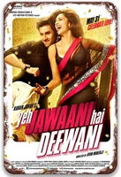 yeh jawaani hai deewani 2013 tin signs vintage movies poster plate painted for wall decor wall art room outdoors 8x12 inches
