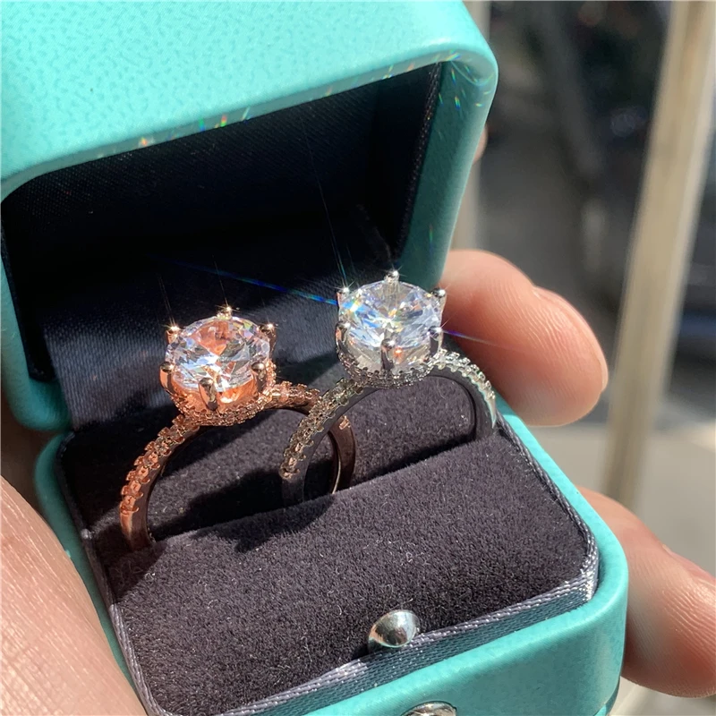 Изящное кольцо с короной из 100% стерлингового серебра 925 пробы 9 мм AAAA фианит