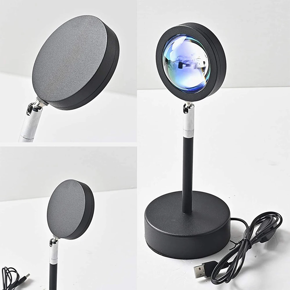 

Remote Control Sunset Projection Lamp Rainbow Led Night Light RGB Atmosphere Lighting for Home Bedroom Background Wall Decor