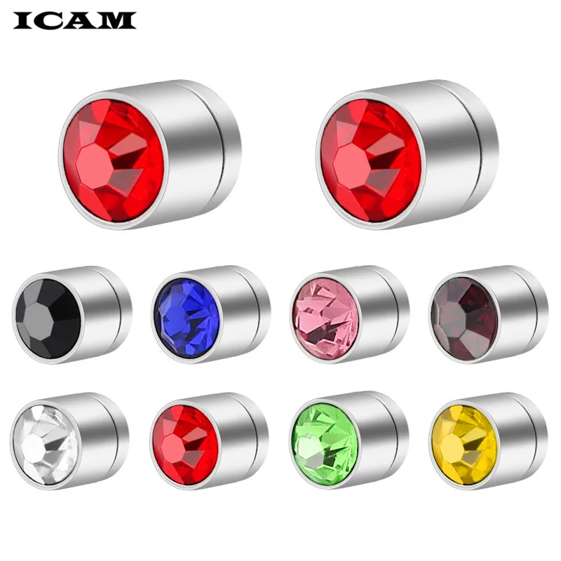 ICAM 1 Pair Trendy Crystal Stud Earrings multicolor Rhinestone Magnet for Men Women No Pierced Hole | Украшения и аксессуары