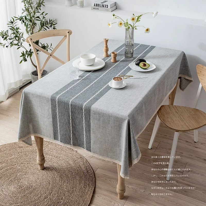 

Скатерть для стола в скандинавском стиле из хлопка и льна, прямоугольная однотонная скатерть для стола, водонепроницаемая простая скатерть...
