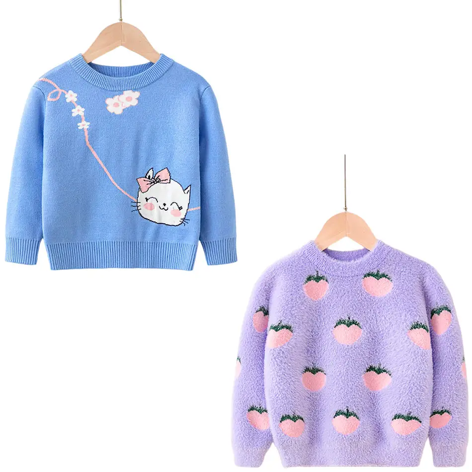 

Детский свитер, Детская вязаная Униформа на день рождения, детское повседневное пальто, школьная одежда с фруктами персика для девочек, зим...