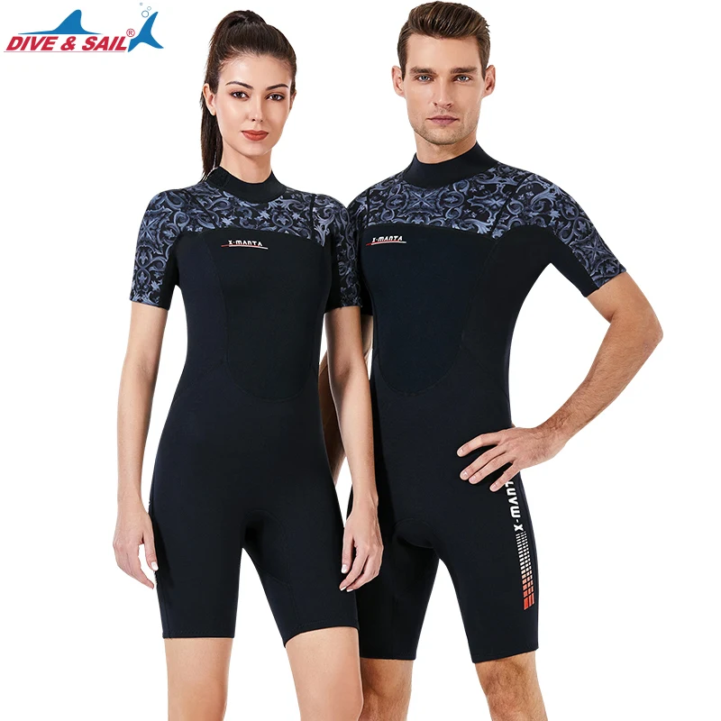 

3MM Neoprene Wetsuit Men Women Scuba Diving Suit One-piece and Close Body Scuba Dive Surfing Swimsuit Short Sleeve Triathlon Wet