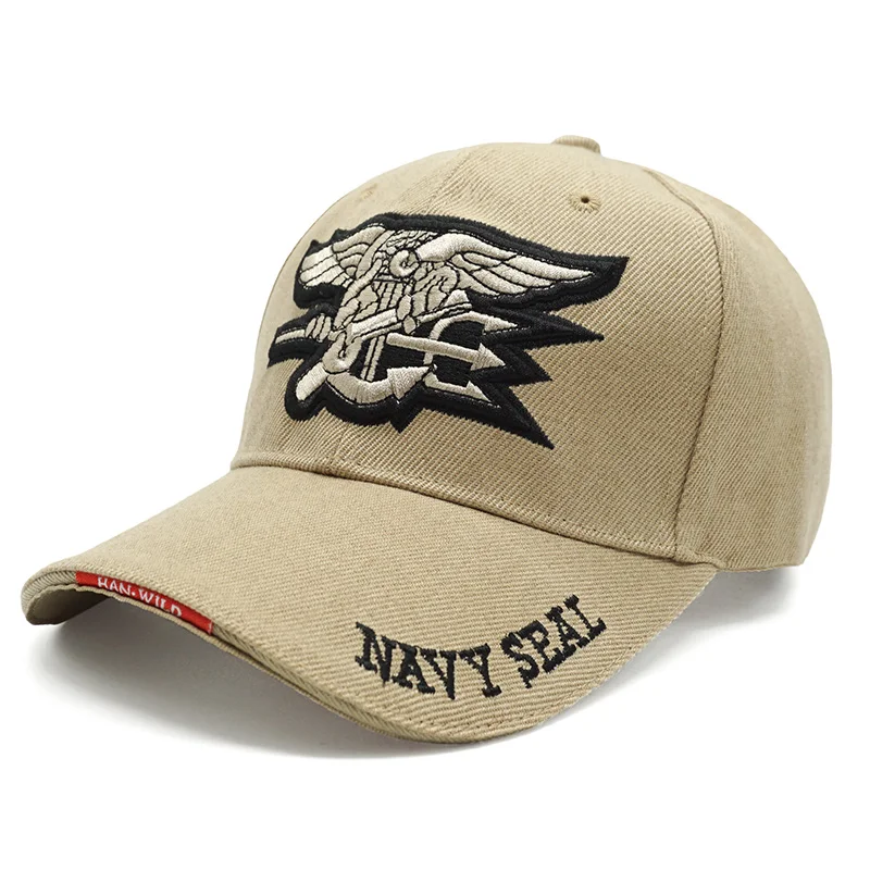 navy seal khaki Новая брендовая мужская тактическая бейсбольная кепка Eagle SWAT, армейская бейсболка, хлопковая кепка, Регулируемая Мужская Уличная Бейсболка Кепка Gorras - Цвет: navy seal khaki