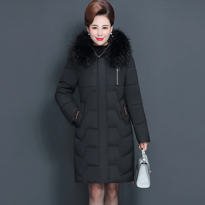 Зимнее пальто большого размера для женщин среднего возраста зимнее теплое