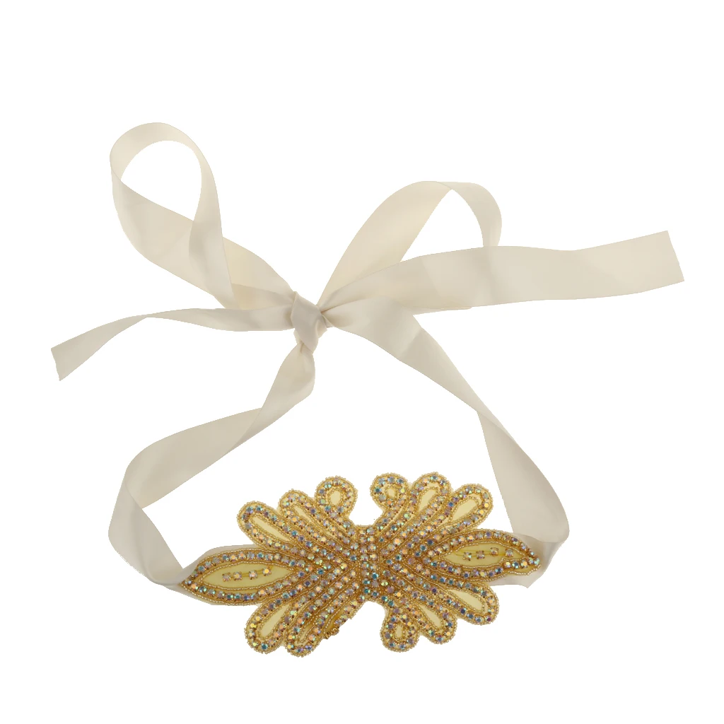 Аксессуары для свадебного платья Золотые стразы Винтажные бусины кристаллы Пояс