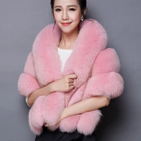 autumn winter new fashion imitation fox fur grass shawl faux fur vest jacket cloak pocket elegant female whitepinkgray