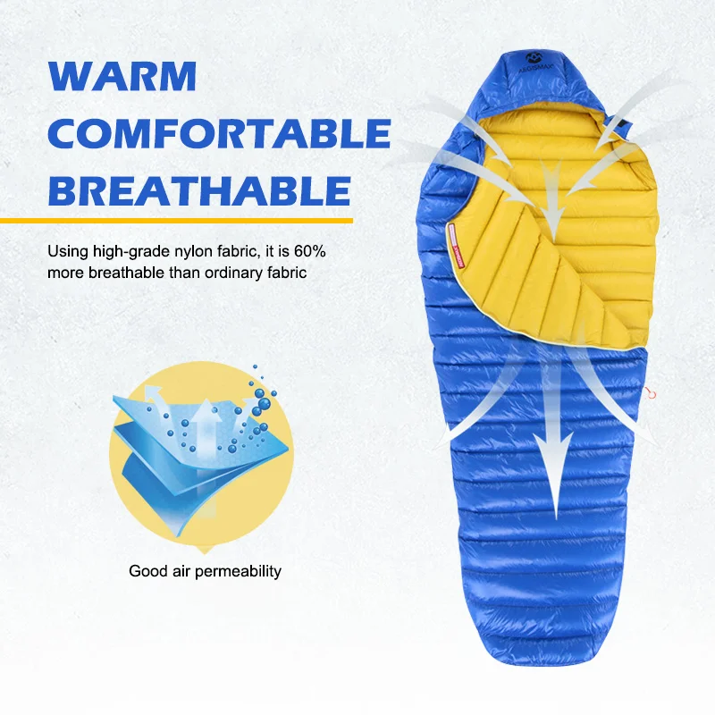 

Мешок спальный Aegismax LETO светильник, легкий теплый белый гусиный пух, для отдыха на открытом воздухе, походов, пешего туризма