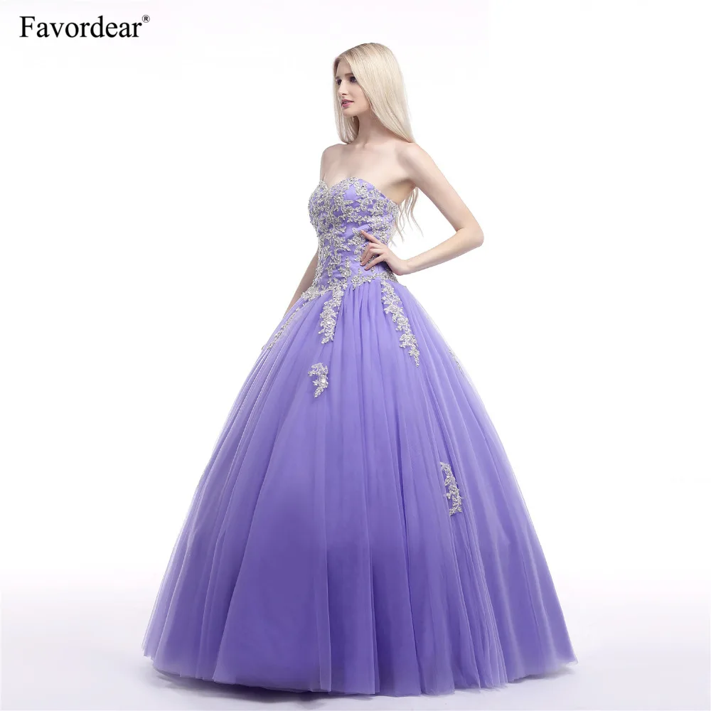 Бальное платье Милая Лаванда с золотыми бусинами 15 лет|Платья на