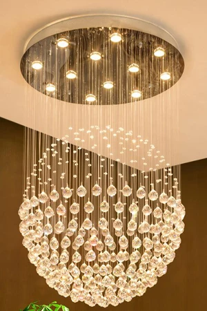 Dia80 H150cm 12LED Современная лестница светодиодный хрустальные люстры освещение приспособление для отеля лобби фойе шар форма капли дождя подвесной светильник - Цвет абажура: Dia80 H150cm 12LED