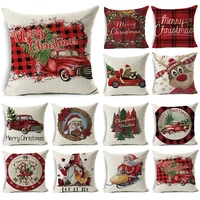 cartoon christmas pillowcase linen decoration christmas gift cushion cover suitable for car sofa pillowcase 45cm45cm