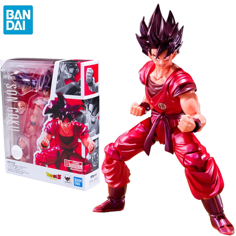 Оригинальные фигурки Bandai Dragon Ball SHF Goku Jie Wang Quan Red специальный эффект 15 см ПВХ экшн