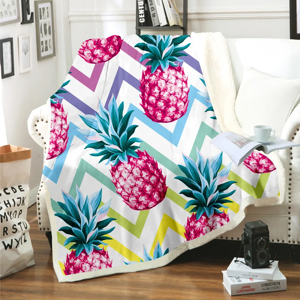 

2020 NEW Pineapple Blanket 3D Print Sherpa Blanket on Bed Kids Girl Flower Home Textiles Dreamlike Style 05