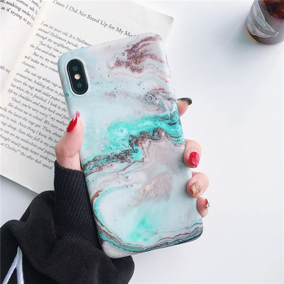 Потрясающий волнистый стиль мраморный чехол для телефона funda iPhone 7 Apple X XS MAX 8 plus 6 6s