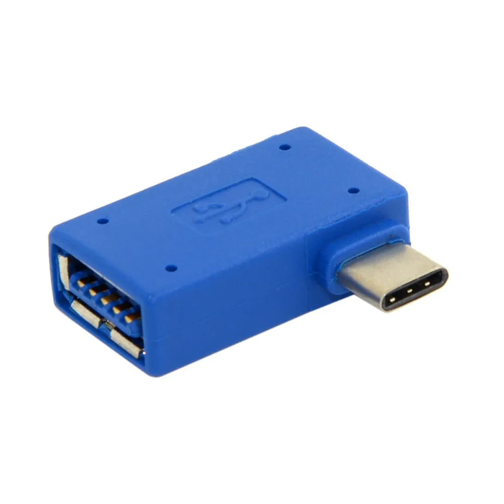 

Переходник USB USB-C Type-C/USB 3,0, OTG, под прямым углом 90 градусов, для ноутбука и мобильного телефона, синий цвет