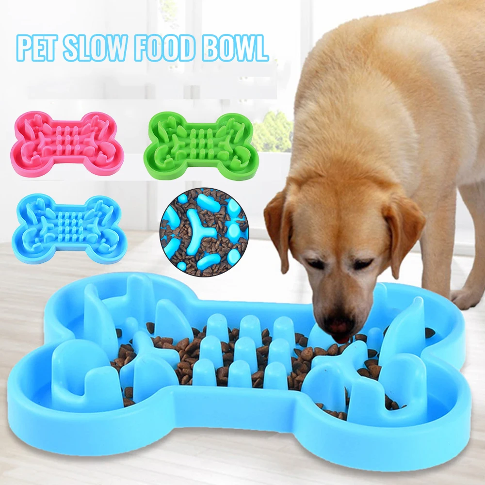 Миска для домашних животных здоровая силиконовая в форме кости медленная подача