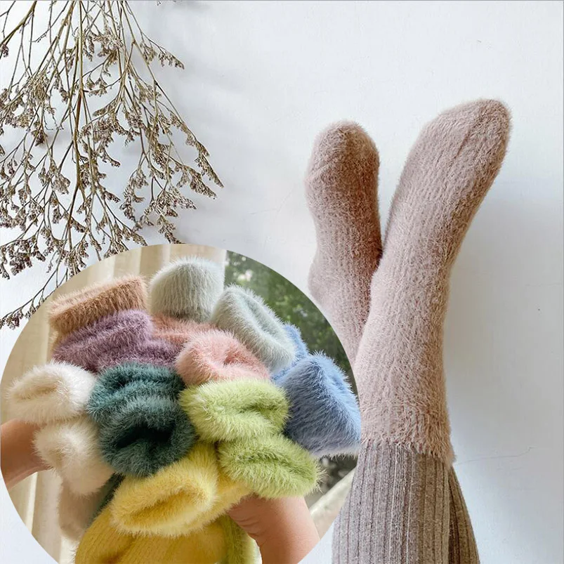 

3-12Yrs Kids socks winter thick velvet toddler girls socks warm baby knee high long socks for children leg warmers Christmas