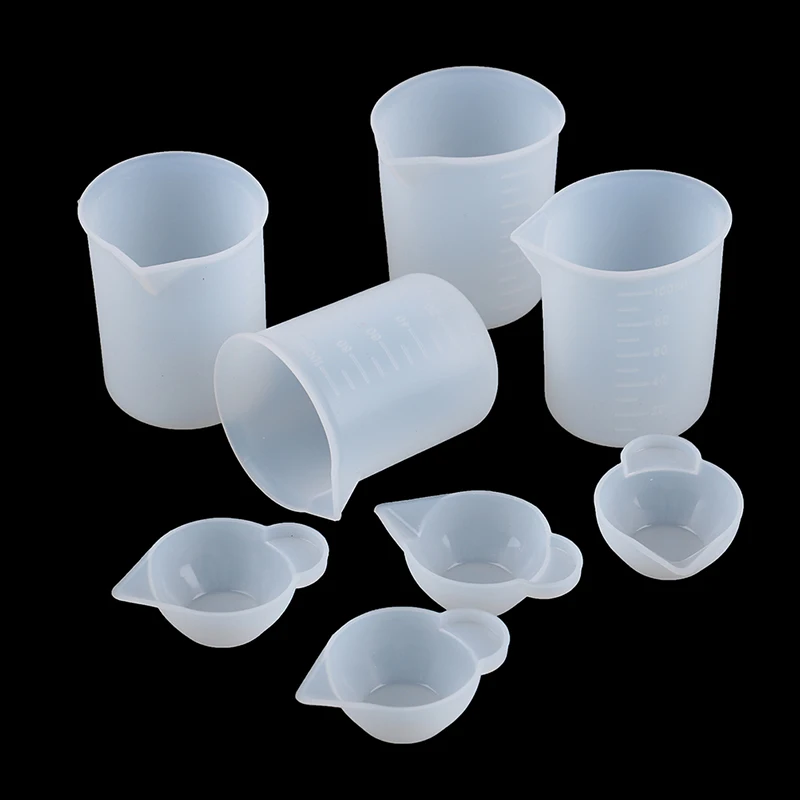 

New 8Pcs Silicone Mixing Measuring Cups Mold DIY UV Resin Casting Jewelry Tool Kit
