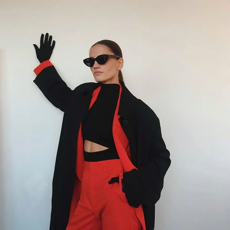 Женский весенне-осенний комбинезон с высоким воротником и перчатками в стиле