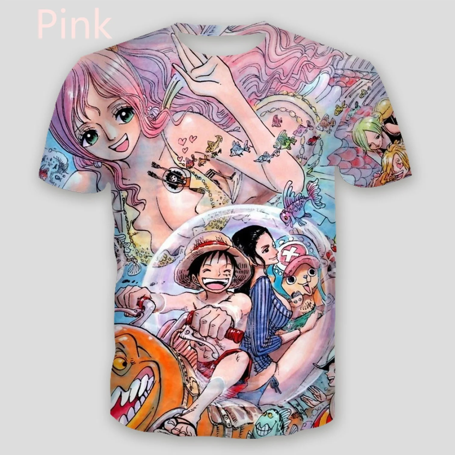 Розовый Лето Аниме Косплей одна деталь Луффи/dragon Ball одежда Повседневная футболка с короткими рукавами - Цвет: Розовый