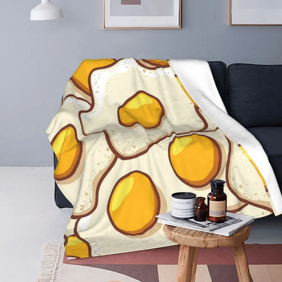 

Fried Egg Blankets Flannel Textile Decor Food Yolk Multifunction Ultra-Soft Throw Blankets for Bedding Couch Bedspreads