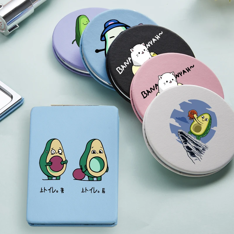 Милые мини зеркала для макияжа с авокадо модные двухсторонние складные