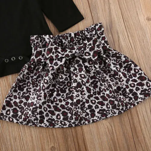 

Newborn Baby Girls Dresses Ruffle Romper Leopard Skirt Headband 3Pcs Outfits Set