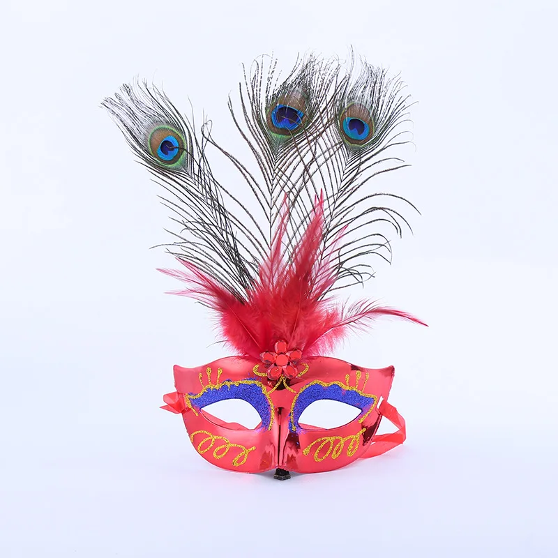 Маскарадные маски с перьями павлина вечерние венецианские маскарадные для