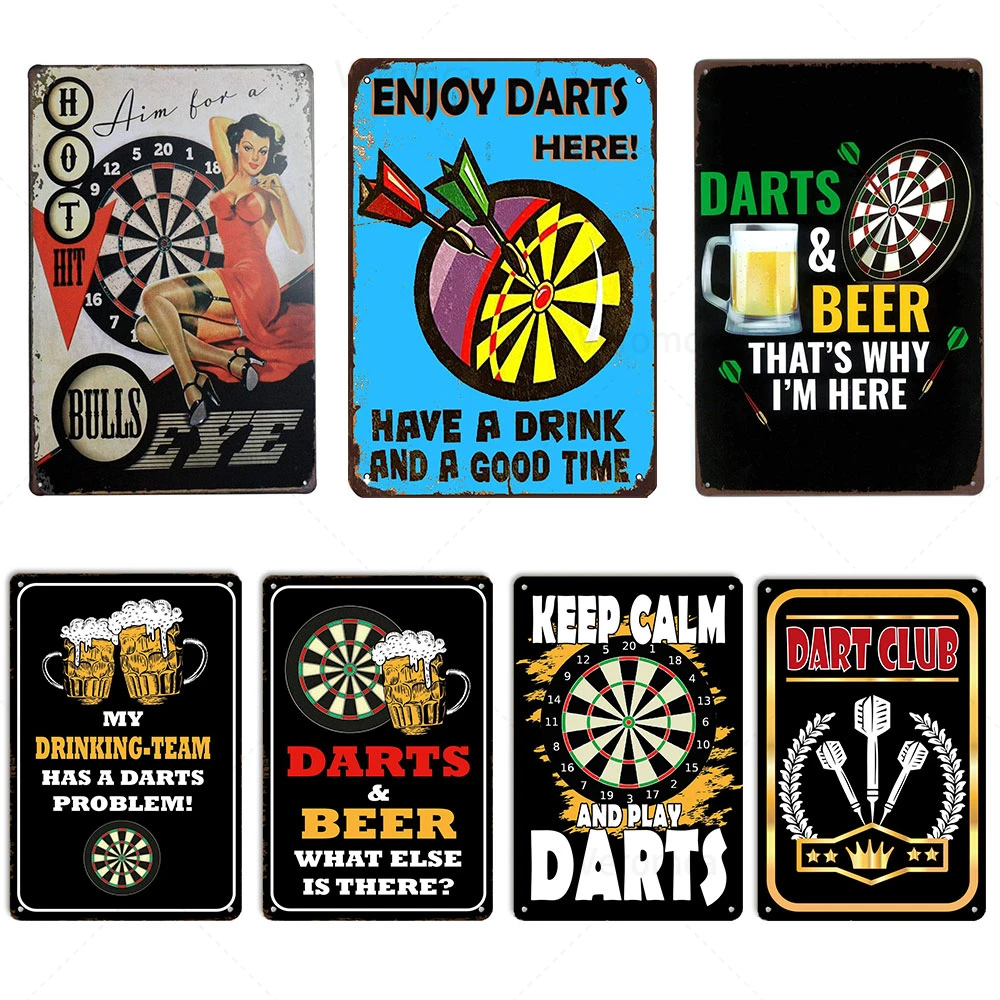 

Vintage Dart Board Beer Sign Tin Plates Retro Metal Plaques Wall Art Craft Home Decoration Pub Cafe Club Painting Iron Sign